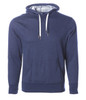 A navy blue unisex pullover hoodie with a front pocket and drawstring hood. Features a logo on the chest.