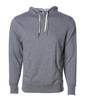 A unisex heather grey pullover hoodie with a front pocket and drawstring hood, featuring a logo.