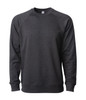 A unisex lightweight loopback terry crew in a dark grey colour, featuring a logo.