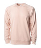A unisex lightweight loopback terry crew in soft pink, featuring a classic crew neck and long sleeves.
