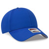 A blue 6 Panel Low Profile Style Baseball Cap with a branded label on the front.