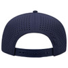 A navy blue 5 Panel Pro Style Snapback Hat with a perforated design and adjustable strap at the back.