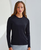 A long sleeve performance T-shirt in black, featuring a fitted design and a crew neckline.