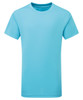 A kids' performance T-shirt in a vibrant sky blue colour, featuring short sleeves and a logo branding.