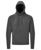 A grey microfleece hoodie with a hood, long sleeves, and a simple design. It features side pockets and a logo.