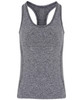 A seamless grey sport sculpt vest featuring a racerback design and a fitted silhouette. It has a logo on the fabric.