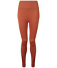 Rust-coloured seamless leggings with a high waistband, featuring a branding logo.