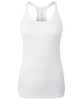 A white seamless 3D fit sport sculpt vest with a racerback design. It features a fitted silhouette and subtle ribbing.