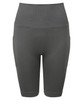 Ribbed seamless 3D fit cycle shorts in grey, featuring a high waist and a smooth, fitted design.