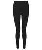 Black outdoor leggings made from recycled materials, featuring a high waist design and a logo.