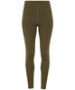 Performance compression leggings in olive green with pockets and a sleek, fitted design. Features a logo.