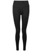 High-shine black leggings with a smooth finish and an elastic waistband. Features a small logo.