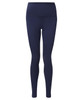 Navy blue performance leggings made from recycled materials, featuring a high waistband and a smooth finish.