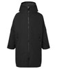 A black all-seasons waterproof changing robe with a hood, featuring a front zip and side pockets.