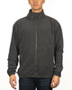 A full zip polar fleece jacket in dark grey, featuring a high collar and two front pockets.