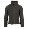 A full zip polar fleece jacket in dark grey, featuring a high collar and zippered front. It has a logo on the jacket.