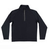 A navy 1/4 zip windbreaker featuring long sleeves and ribbed cuffs, with a logo on the chest.