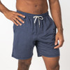 Soft jersey shorts in navy blue with an elastic waistband and drawstring. Features side pockets and a casual design.