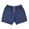 Soft jersey shorts in navy blue with an elasticated waistband and drawstring, featuring side pockets and a logo.