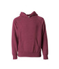 A maroon toddler pullover hoodie featuring a front pocket and a hood, with raglan sleeves and no visible branding.
