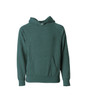 A green pullover hoodie featuring a front pocket and a hood, with raglan sleeves and a simple design.