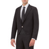 A black waist jacket worn by a man, featuring a single button and a sleek design. It has a tailored fit.