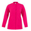 A bright pink tunic jacket with a Mandarin collar, buttons down the front, and two side pockets.