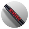 A black stylus pen featuring a textured grip with red honeycomb patterns. It has a logo on the barrel.