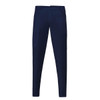 Navy Elia Pants with a slim fit and pockets, featuring a branding logo.