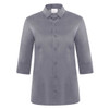 A grey Flavia shirt with three-quarter sleeves and a button-up front, featuring a collar and a brand logo.