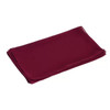 A maroon neck scarf neatly folded, featuring a smooth texture and subtle sheen. It has a logo displayed.