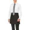 A black Napoli apron worn over a white shirt, paired with a grey tie, featuring a simple design.