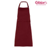 A maroon Zante apron with a front pocket and an adjustable neck strap, featuring a logo.