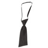 A women's tie in black, featuring a smooth, satin finish and an adjustable neckband.