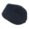 A black bandana with a smooth fabric texture and a logo on one side.