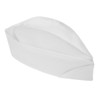 A white chef hat, featuring a folded design. The product includes two hats and has a branding logo.