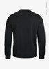 A black unisex sweatshirt made from organic cotton, featuring a simple design and no visible logos.