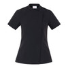A black Grace Tunic featuring a modern design, short sleeves, and a side split. Includes a brand logo.