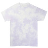 A Cloud Tie Dye T-Shirt in a soft purple and white design, featuring a loose, short-sleeved fit.