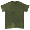 A Mineral Wash Tie Dye T-Shirt in an olive green hue, featuring a relaxed fit and a logo.