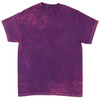 A purple Mineral Wash Tie Dye T-Shirt featuring a relaxed fit and organic texture, with a logo on the label.