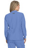 A light blue jacket with a back view, featuring long sleeves and a subtle logo.