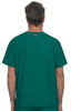 A green top featuring a simple design, viewed from the back. The product has a branding logo.