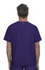 A purple T-shirt viewed from the back, featuring a simple design and a small logo at the neck.