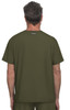 A green t-shirt with a simple design, viewed from the back, featuring a logo at the neck area.