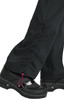 A pair of black pants with a gathered design at the ankles and a pink drawstring, worn with black clogs.