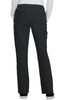 Black pant with a relaxed fit, featuring pockets and an elastic waistband, viewed from the back. Includes a logo.