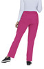 Fuchsia pink pants are displayed, featuring a back view with a fitted waistband and a casual silhouette.