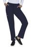 Navy blue pants with a drawstring waist and pockets, featuring a small logo on the side.