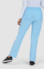 Light blue pants with a relaxed fit and an elastic waistband, featuring pockets, against a plain background.